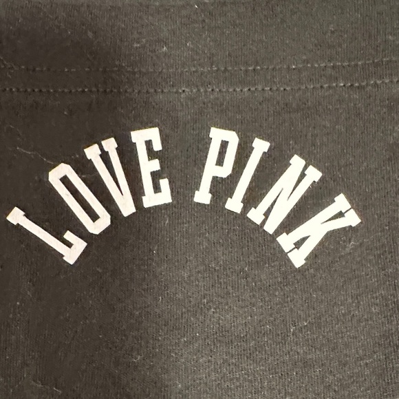 PINK Victoria's Secret Black Short Sleeve Tee with White Floral Design - Picture 11 of 12